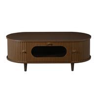 COUCHTISCH walnuss rolltür schublade stauraum - Walnussfarben, Holzwerkstoff (50/100/36cm) - Urban Meuble