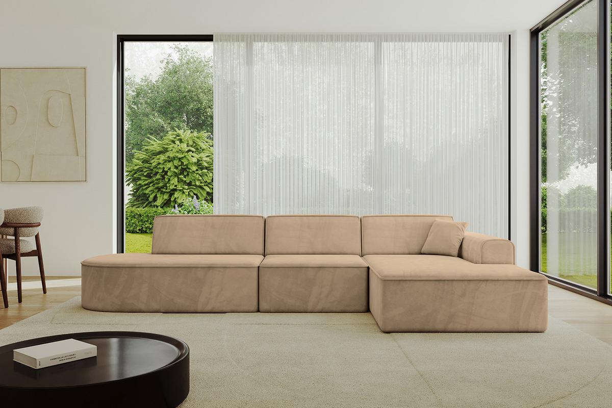 ECKSOFA Ottomane Rechts IREA-L2-v3 - 328x171x79 cm Beige - Beige, Holzwerkstoff/Textil (171/328cm) - ALTDECOR