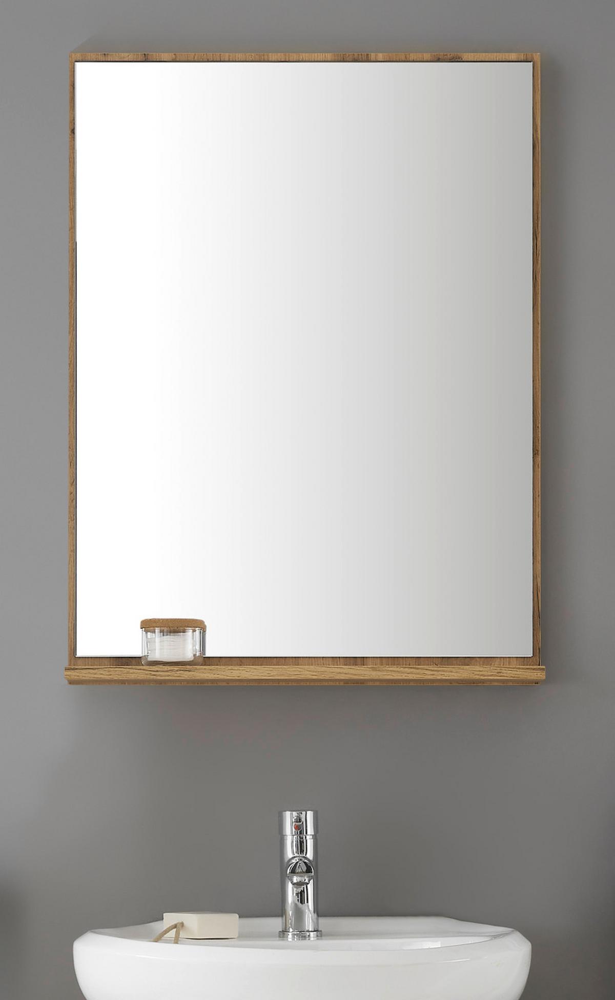 BADSPIEGEL Eiche Wotan, Wandspiegel mit Ablage 60 x 80 cm - Eiche Wotan, Glas/Holzwerkstoff (60/80/12cm) - Furn.Design