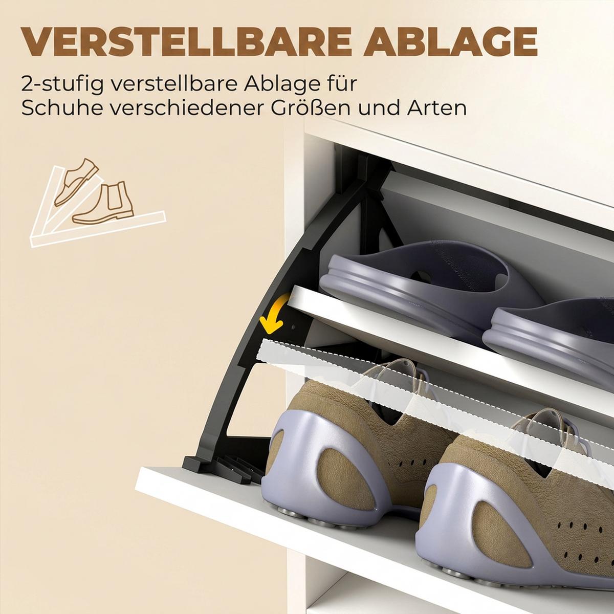 SCHUHSCHRANK MDF Weiß - Weiß, Holzwerkstoff/Metall (26/110/75cm) - HOMCOM
