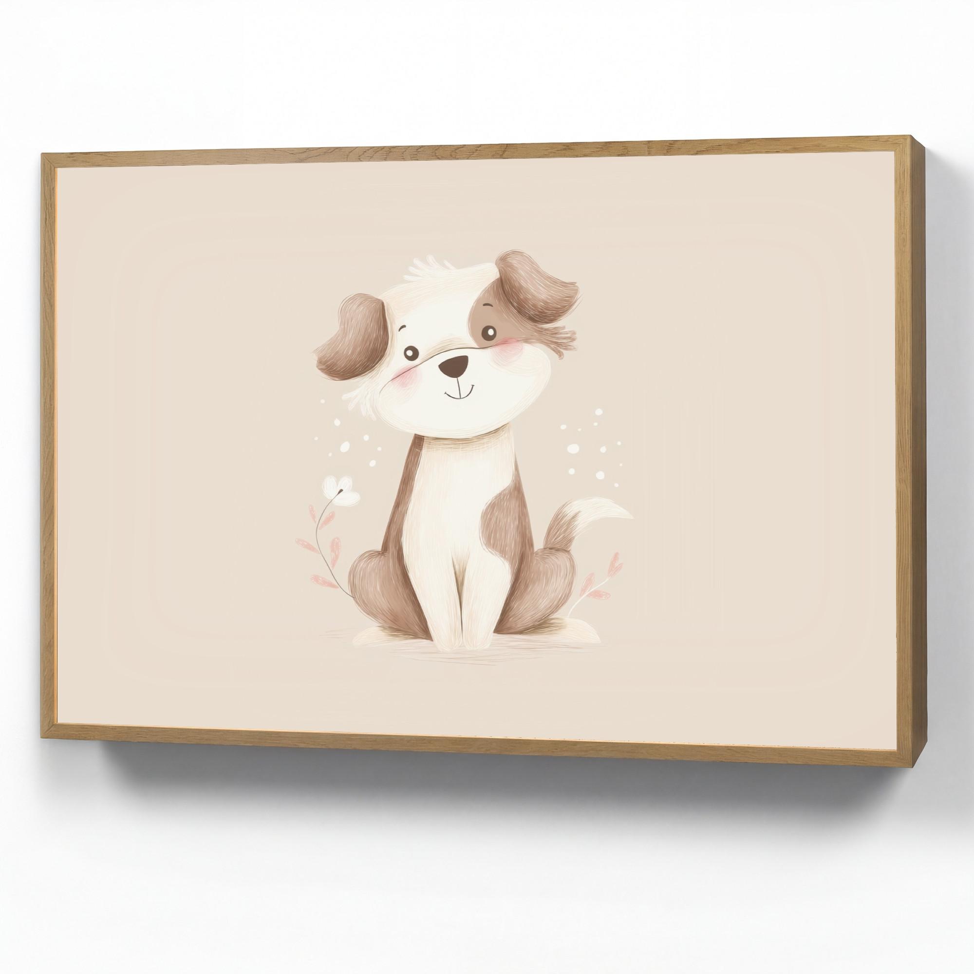 WANDLEUCHTE MIT AKKU Hund - Gefleckt - Braun 90x60 cm - Beige, Holzwerkstoff (90/60/8cm) - OnlyWow