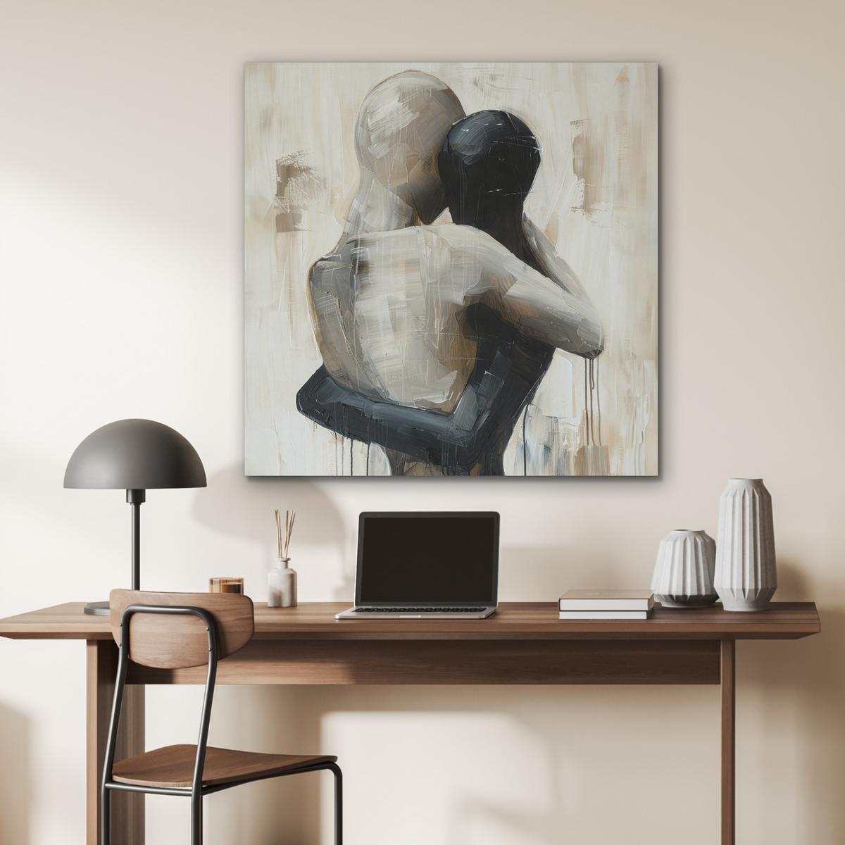 AKUSTIKBILD Abstrakt - Liebe - Schwarz und weiß - Modern Akustikpaneele 90x90 cm - Schwarz, Kunststoff (90/90/0.9cm) - MuchoWow