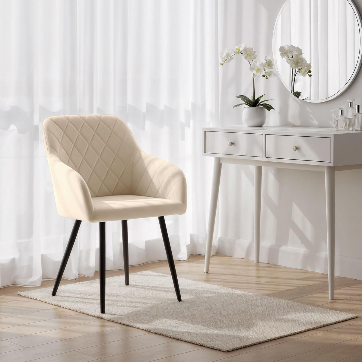 POLSTERSTUHL 6er Set, Metallbeine Beige, Schwarz 54,5/82/58 - Beige/Schwarz, Textil (55/82/52cm) - RAUMHIRSCH FURNITURE
