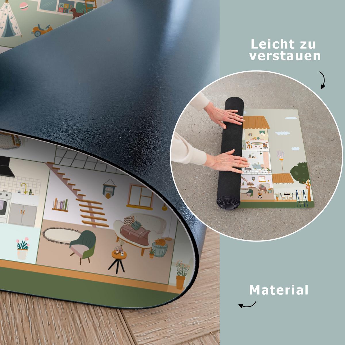 KINDERTEPPICH Puppenhaus - Kinder - Möbel - Design - Braun Spielmatte 105x70 cm - Hellgrau, Kunststoff (105/0.3cm) - OnlyWow