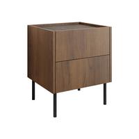 NACHTTISCH Tewos S40 S2 - Nussbaumfarben/Schwarz, Holzwerkstoff/Metall (40/50/37cm) - MIRJAN24