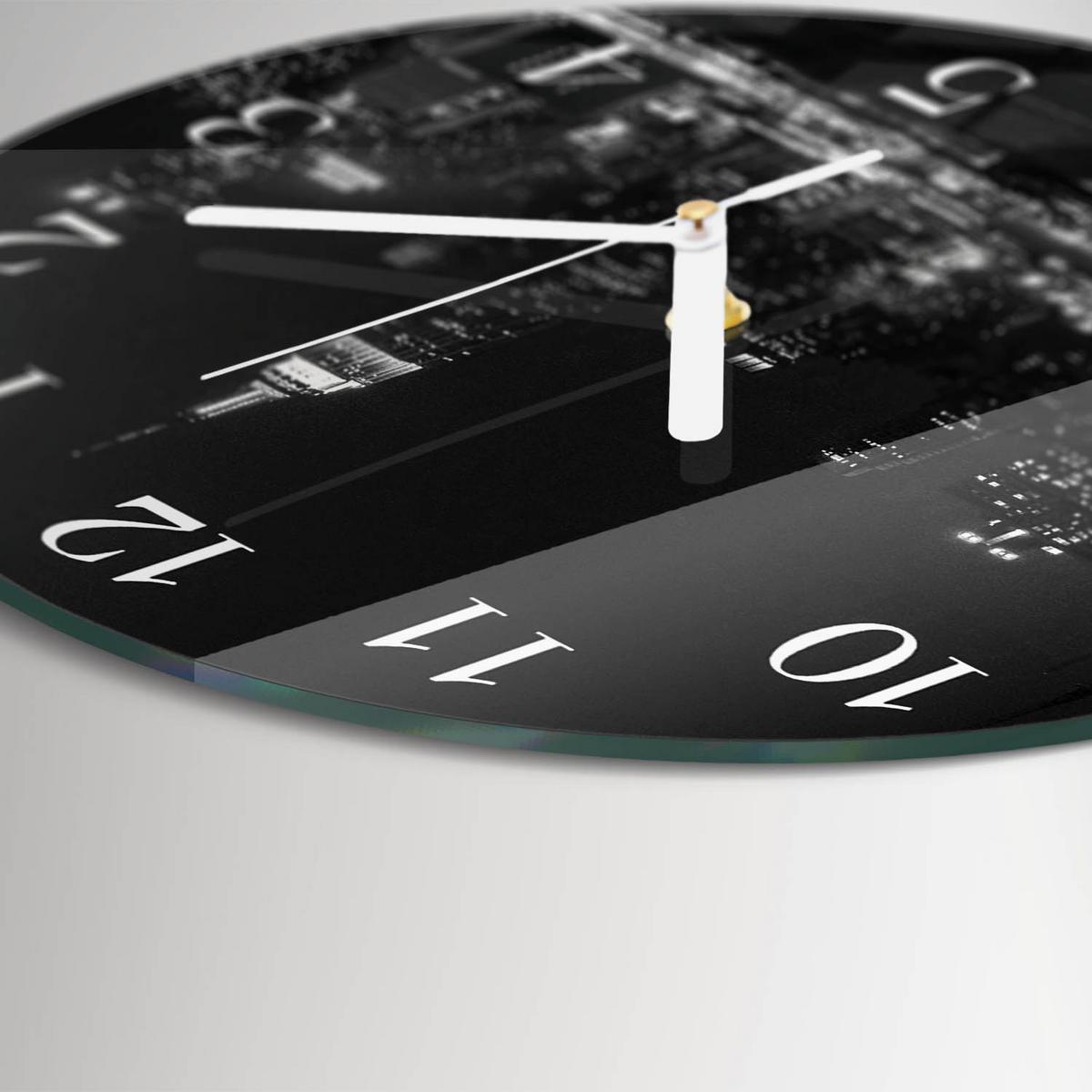 WANDUHR aus Glas Ø30 cm - Horizont - Schwarz, Glas (30/30/0.4cm) - TULUP