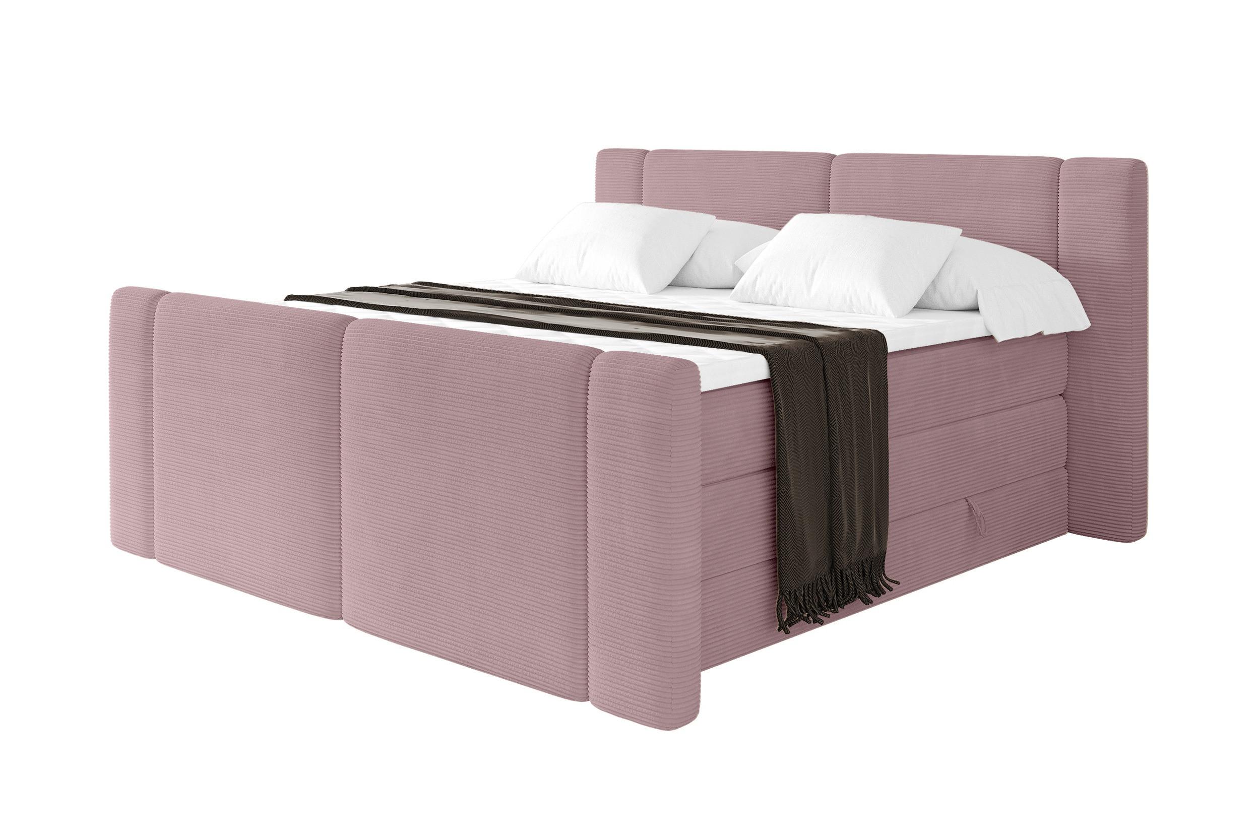 BOXSPRINGBETT mit Matratze H3/H4 - EVON KING Zanozek - 180x200 cm Rosa - Rosa, Holzwerkstoff (180/200cm) - ALTDECOR