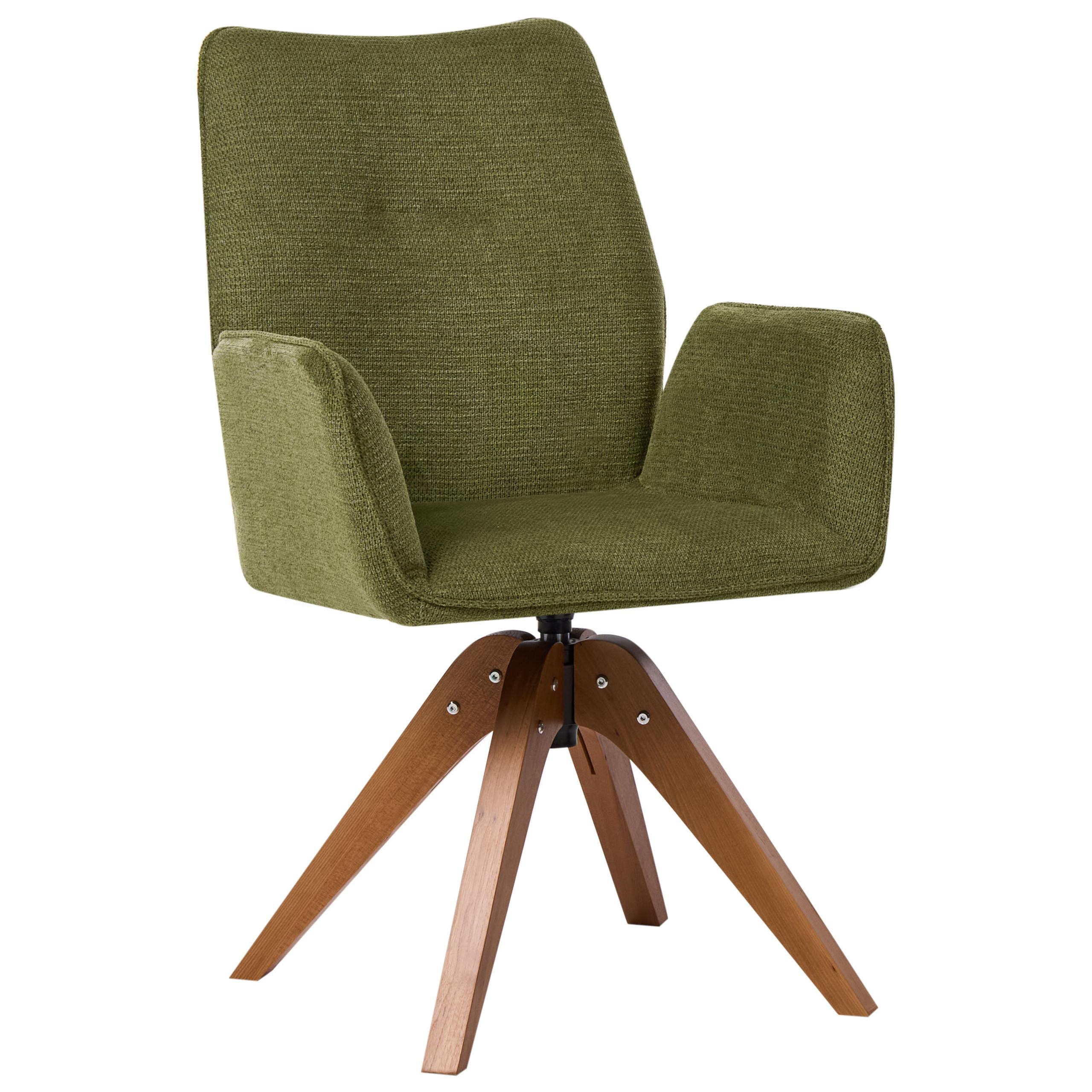 ESSZIMMERSTUHL drehbar Kunstleinen Grün Mokena - Grün, Textil (58/90/66cm) - Beliani