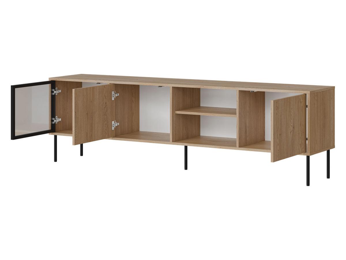 TV-LOWBOARD Domi 200 3D - Eichefarben/Schwarz, Holzwerkstoff/Metall (201/60/40cm) - MIRJAN24