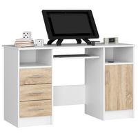 SCHREIBTISCH Weiß, Eiche Sonoma 74/124/52 - Weiß/Braun, Holzwerkstoff (124/85/74cm) - RAUMHIRSCH FURNITURE
