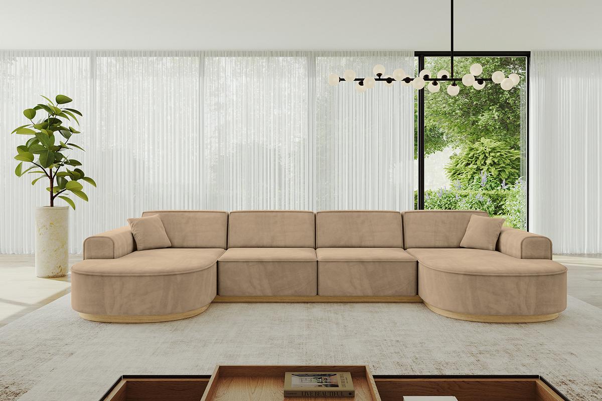 WOHNLANDSCHAFT MARI-U2-v2 - 388x171x83 cm Taupe Velours - Taupe, Holzwerkstoff/Textil (388/83/171cm) - ALTDECOR