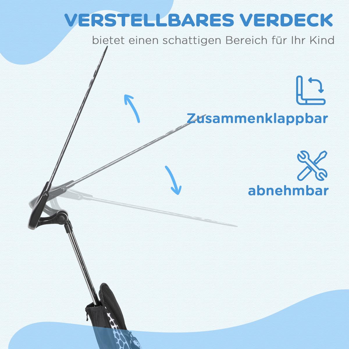 6-IN-1 Dreirad mit Schubstange, Kinderdreirad mit abnehmbarem Sonnendach Weiß - Weiß, Metall (105/47/98cm) - HOMCOM