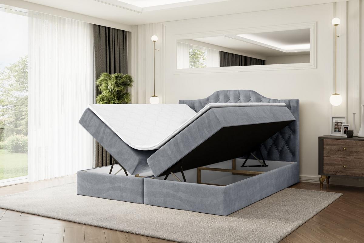 BOXBETT mit Matratze H4 und Lattenrost - VILA-1 - 140x200 cm - H4 - Grau - Grau, Holzwerkstoff (140/200cm) - ALTDECOR