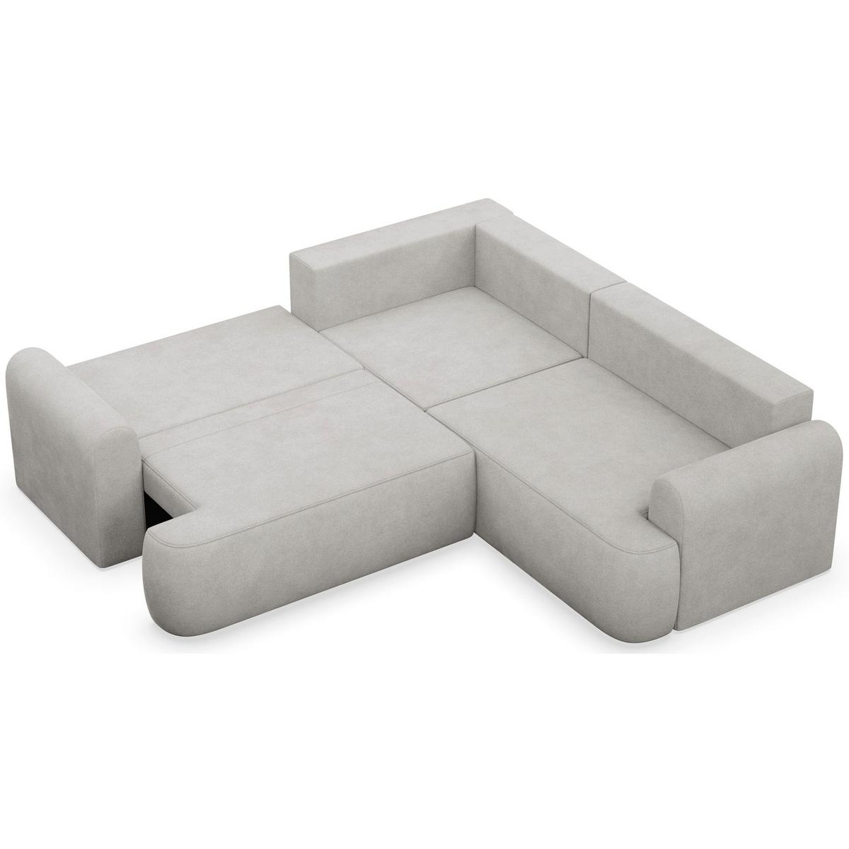 ECKSCHLAFSOFA Ovo HELLGRAUER VELOURSSTOFF universell MIT BETTKASTEN - Hellgrau/Schwarz, Kunststoff/Textil (245/245cm) - Selsey
