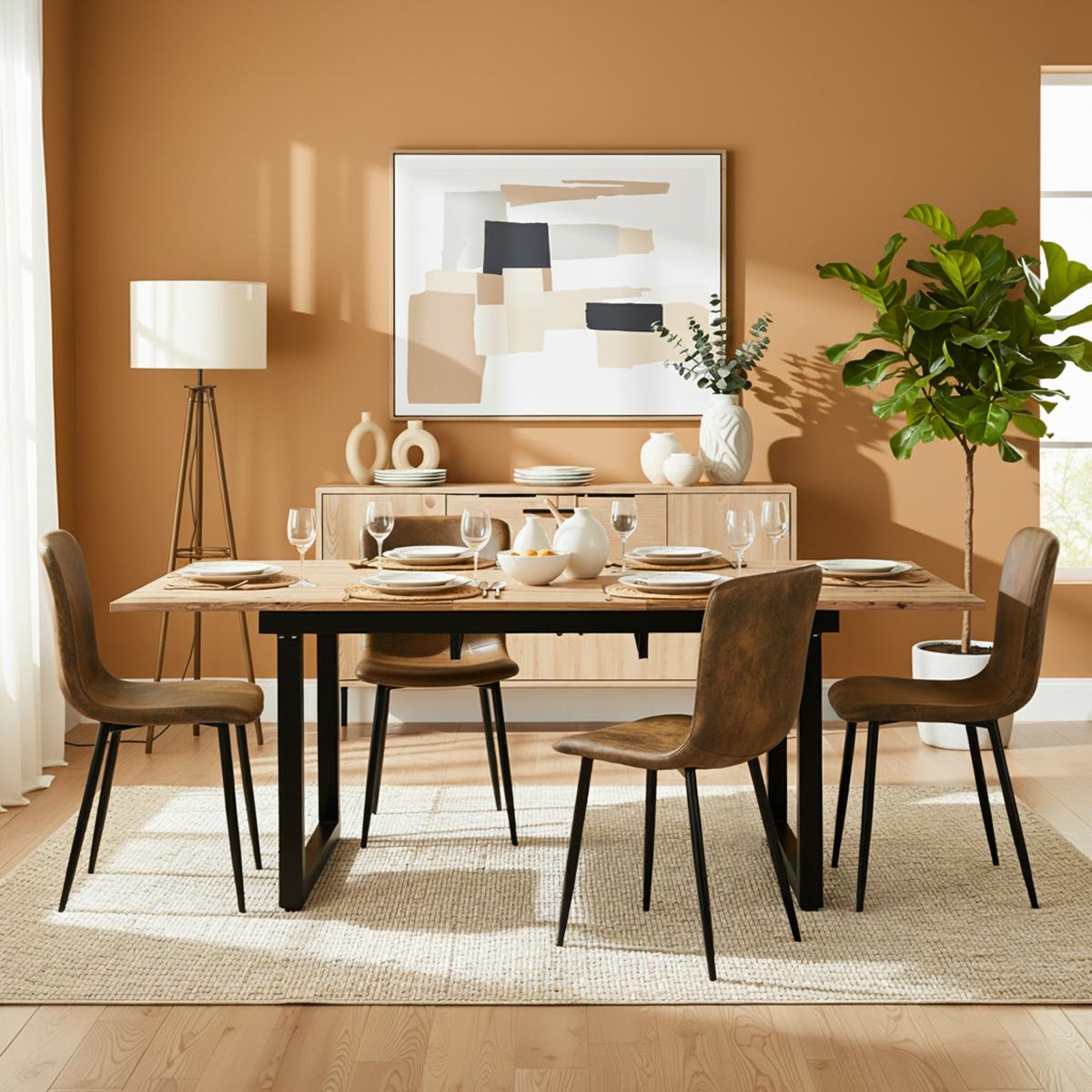ESSTISCH Erweiterbarer Eicheoptik schwarz - Weiß, Holz/Metall (180/80/75cm) - Urban Meuble