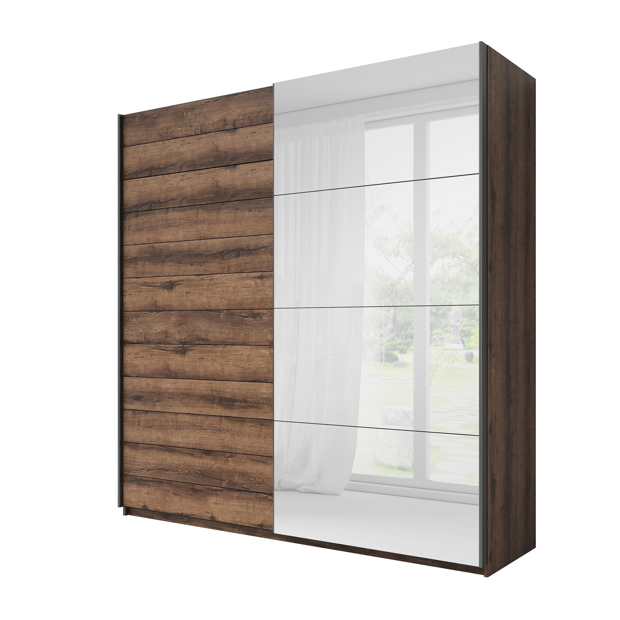 SCHWEBETÜRENSCHRANK BETTINA 200/210/61 cm 2-türig mit Spiegel Multicolor - Multicolor, Holzwerkstoff (200/210/61cm) - MASSENO