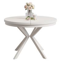 AUSZIEHTISCH MILTON 90-166/76 cm mit Metallgestell und Zarge, Weiß / Arktisweiß - Weiß, Holzwerkstoff/Metall (90/90/76cm) - Idohome