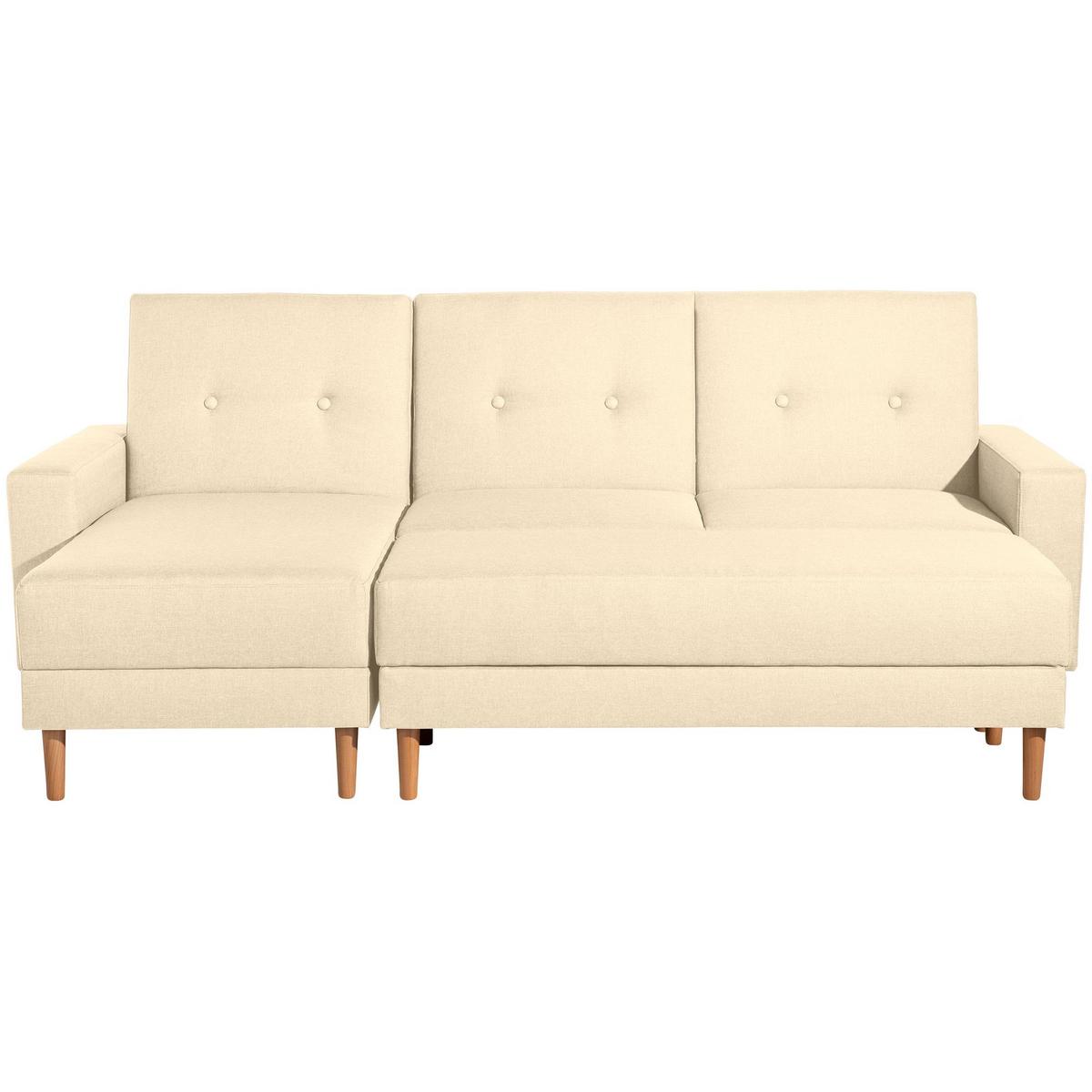 FUNKTIONSSOFA mit Hocker Kattie Flachgewebe beige - Beige, Kunststoff (144/230cm) - 58aufmkessel