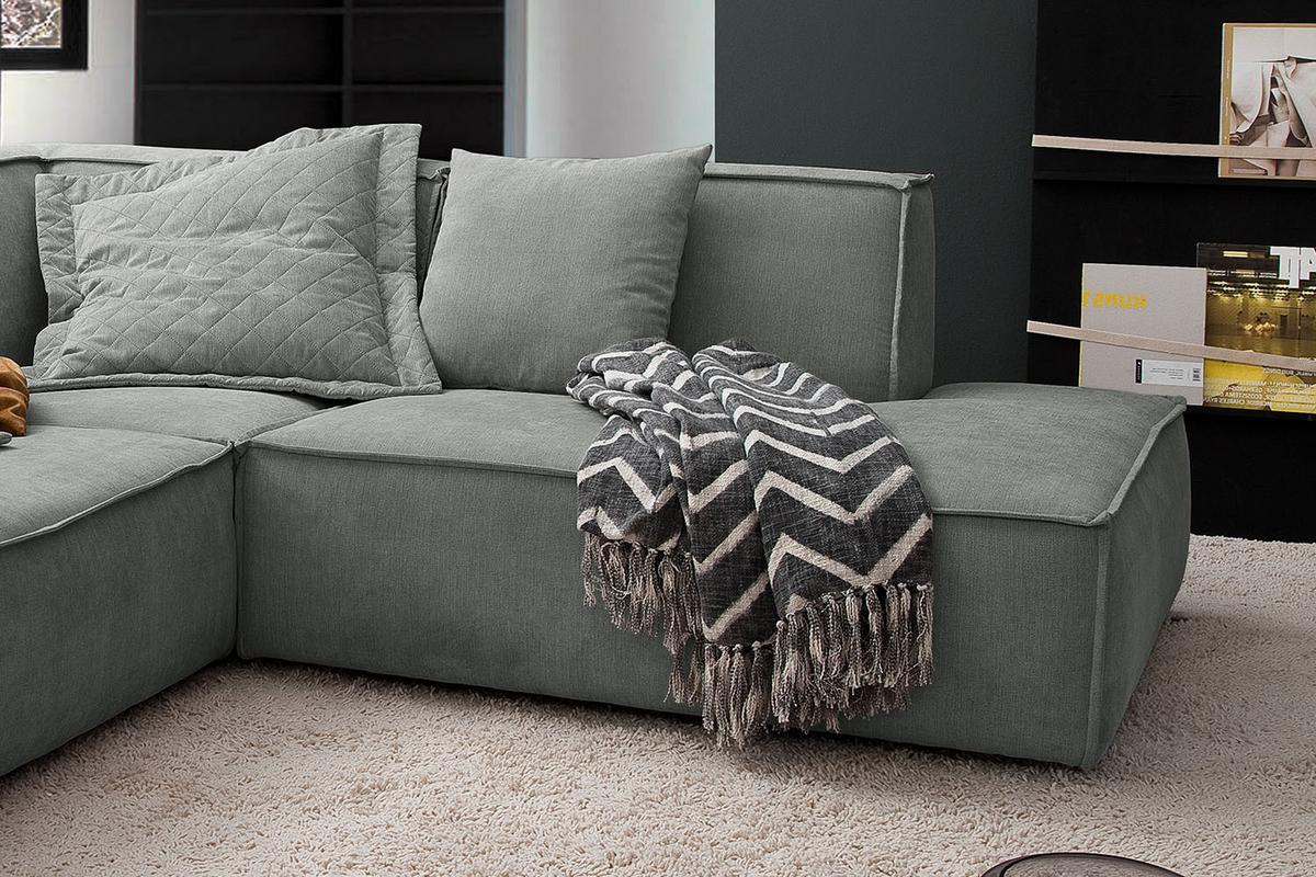 ECKSOFA SAMU Grau Webstoff - Schwarz/Grau, Textil (226/224cm) - KAWOLA