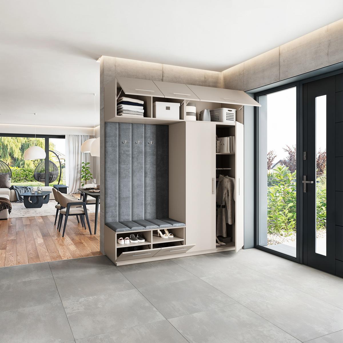 GARDEROBENSCHRANK REMA 200/240/60 cm Modern Garderobe-Set Kaschmir - Kaschmir/Grau, Holzwerkstoff (200/240/60cm) - MASSENO