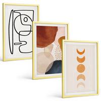 BILDER SET 3er Set - 40x60 cm Goldrahmen - Abstrakte Farbdekorationen - Goldfarben, Kunststoff (40/60cm) - TULUP
