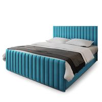 BOXBETT ARION 200x200 cm mit Matratze und Topper, H2+H3 - Blau - Blau, Holz (200/200cm) - MASSENO