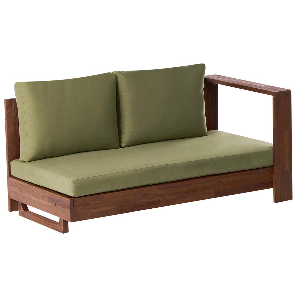 GARTENECKSOFA 5-Sitzer zertifiziertes Akazienholz linksseitig Grün Marettimo - Braun/Grün, Holz (225/64/212cm) - Beliani