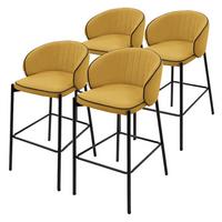 BARHOCKER 4er Set Senf mit Stoffbezug - Gelb/Schwarz, Textil/Metall (50/101/54cm) - ML-DESIGN