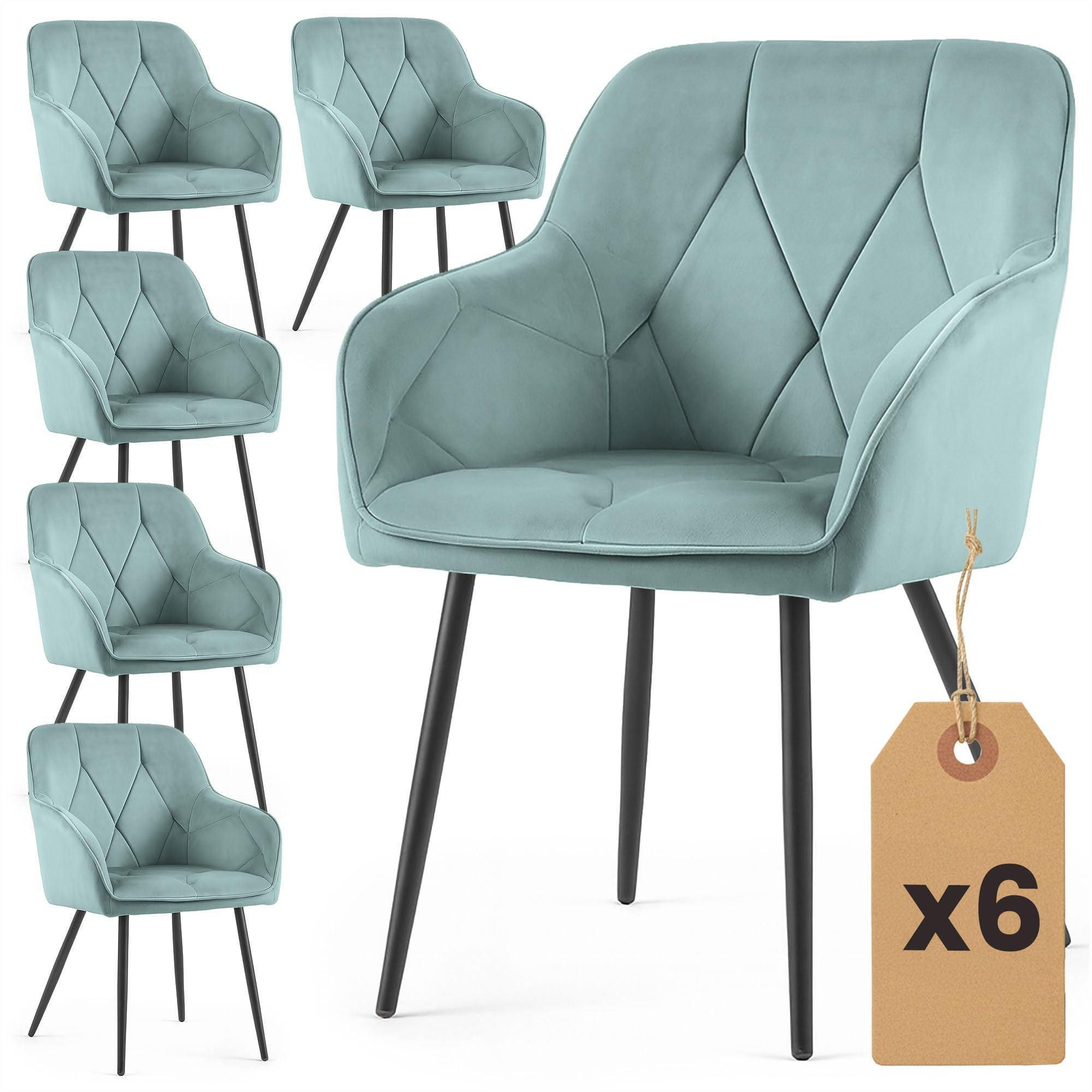 POLSTERSTUHL 6er Set, Metallbeine Türkis, Schwarz 54,5/82,5/58 - Türkis/Schwarz, Textil (55/83/50cm) - RAUMHIRSCH FURNITURE