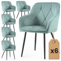 POLSTERSTUHL 6er Set, Metallbeine Türkis, Schwarz 54,5/82,5/58 - Türkis/Schwarz, Textil (55/83/50cm) - RAUMHIRSCH FURNITURE