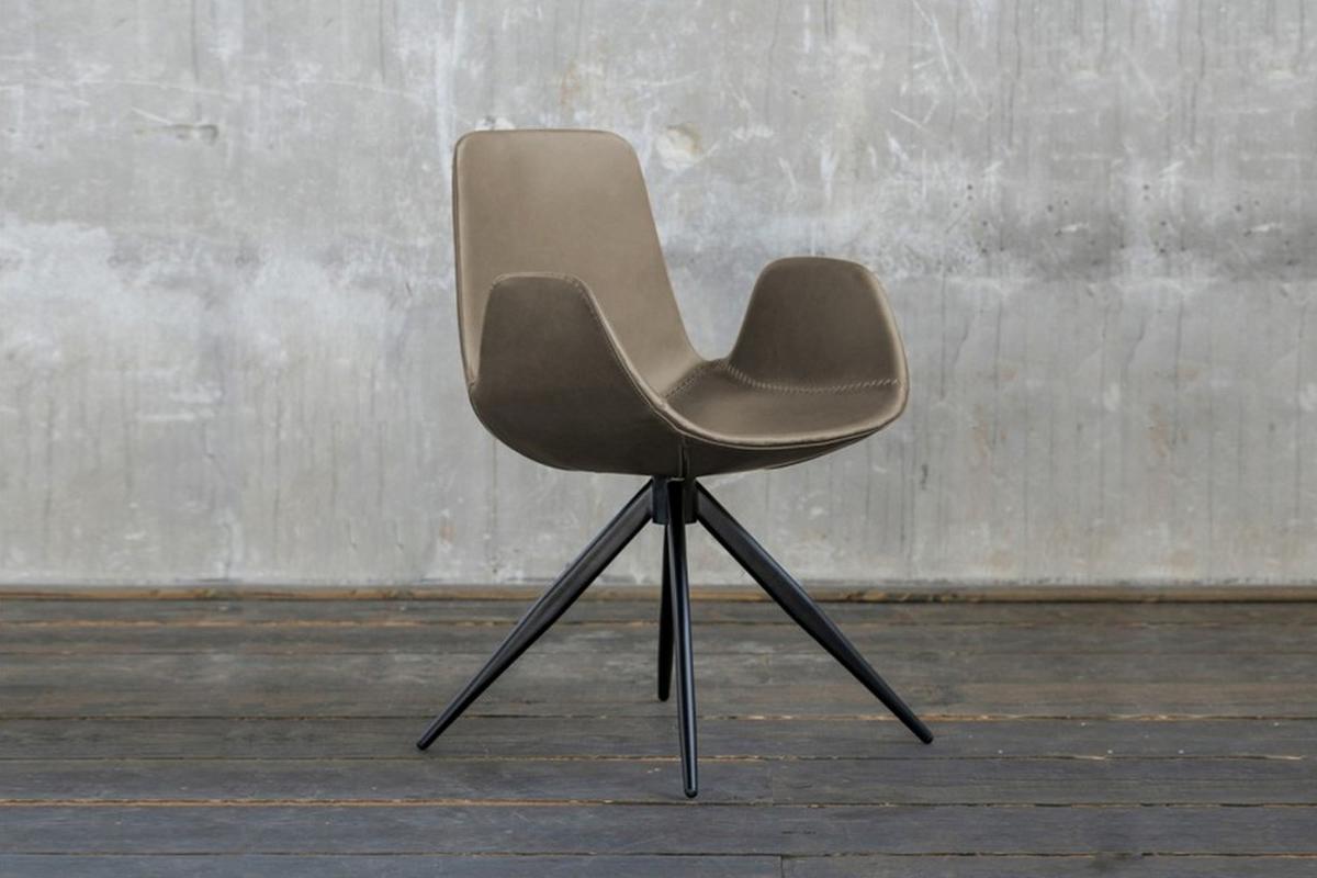 DREHSTUHL QUEN Grau Kunstleder Drehbar (180°) - Grau, Leder (55/82/55cm) - KAWOLA