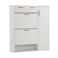 SCHUHSCHRANK mit verstellbaren Regalen und Schubladen, Weiß - Weiß, Holzwerkstoff (24/107/95cm) - Urban Meuble
