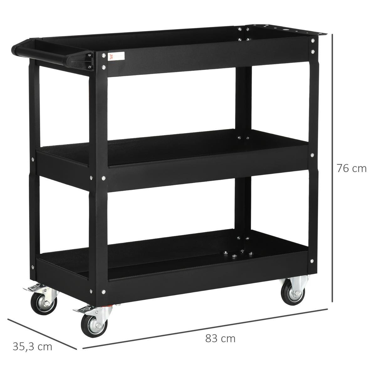 WERKSTATTWAGEN Stahl Schwarz - Schwarz, Metall (35.3/76/83cm) - DURHAND