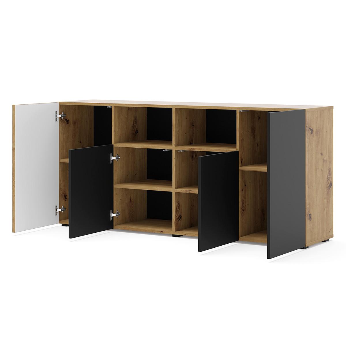 SIDEBOARD Nera Holz und Schwarz - Schwarz, Holzwerkstoff (180/82/42cm) - Petits-meubles