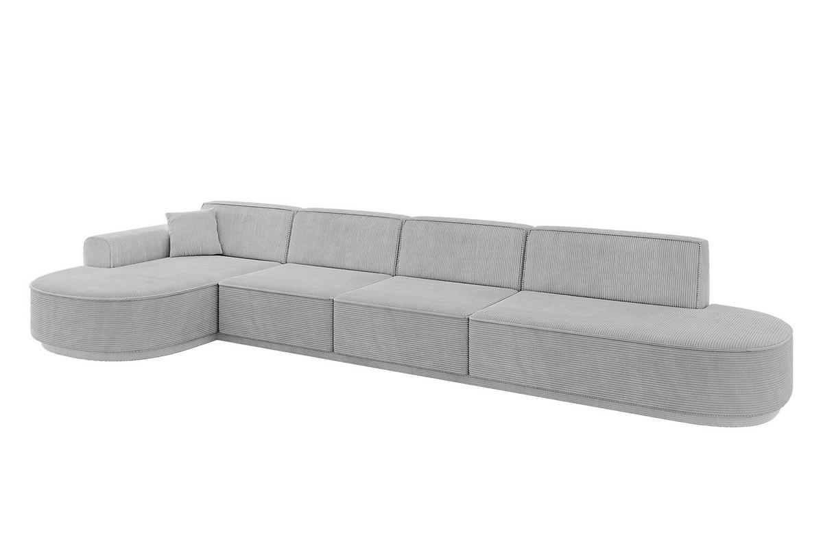 ECKSOFA Ottomane Links MARI-L3 - 413x171x79 cm Grau Cord - Schwarz/Grau, Holzwerkstoff/Kunststoff (165/406cm) - ALTDECOR