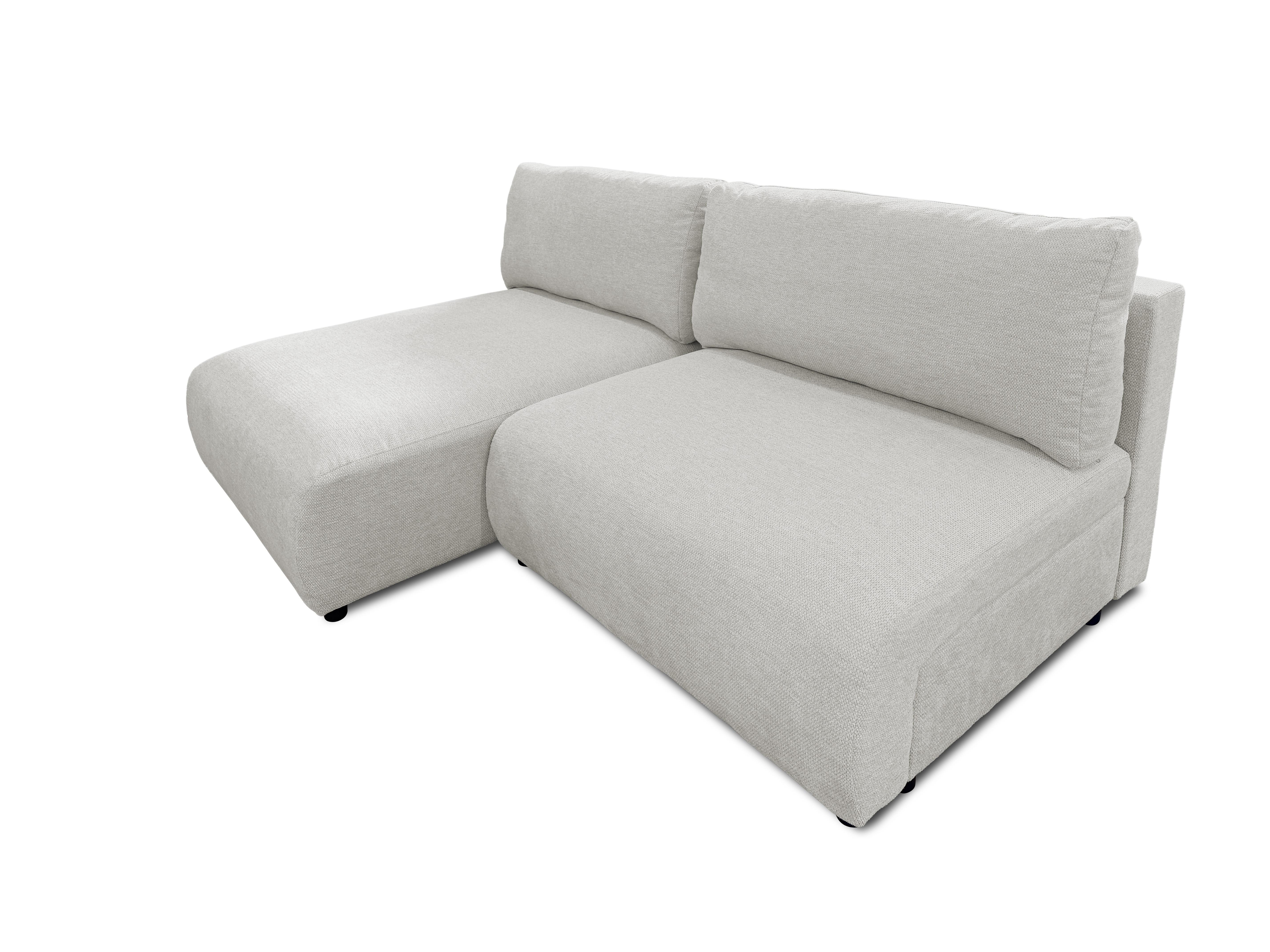 ECKSOFA Sora mit Schlaffunktion, Bettkasten und extra tiefer Komfortzone aus hochwertigem Hellgrau Strukturstoff - Hellgrau/Schwarz, Holz/Kunststoff (140/200cm) - S-Style