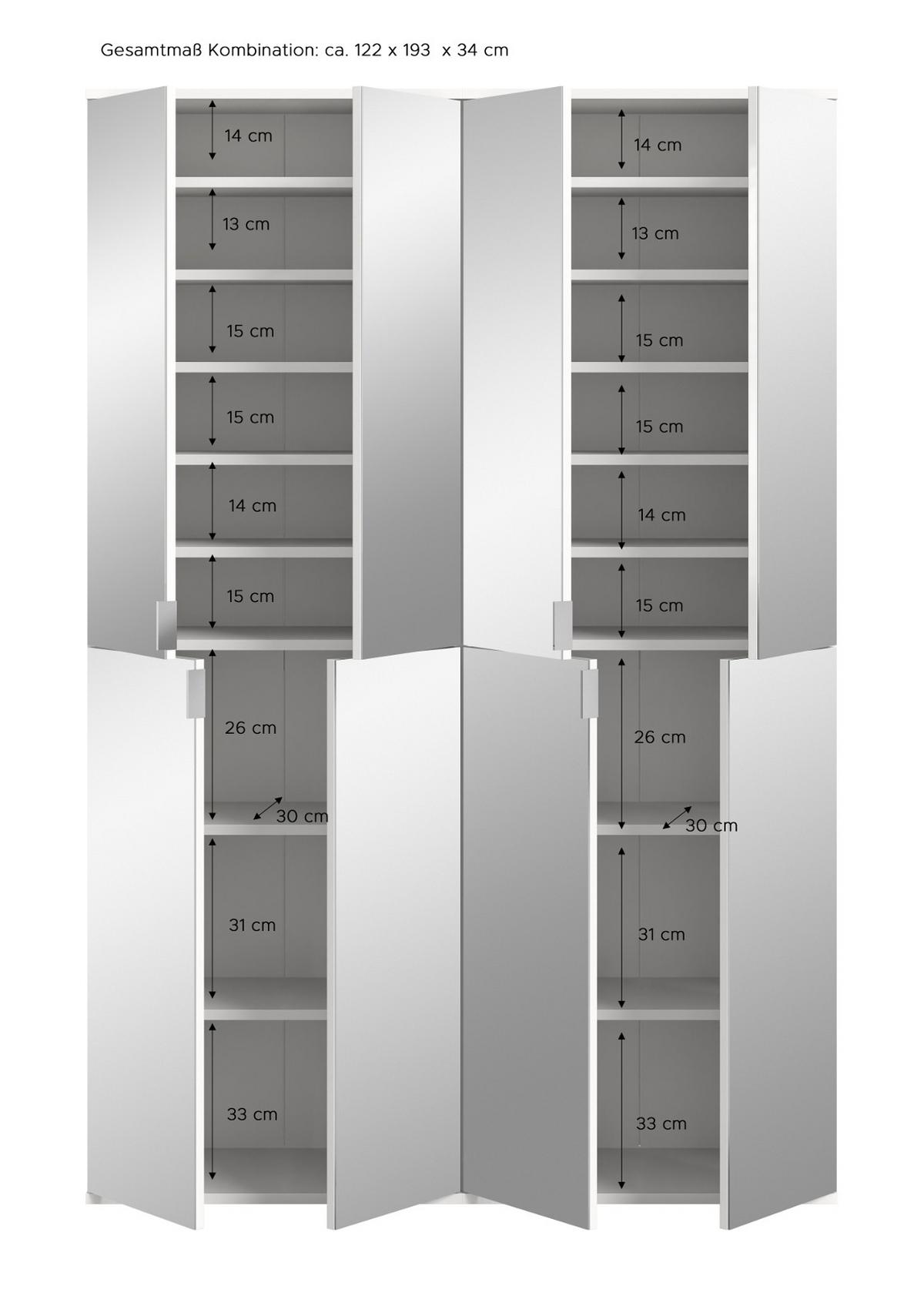 GARDEROBENSCHRANK Eiche Artisan 122 cm, Flurschrank mit Spiegel - Chromfarben/Schwarz, Glas/Holzwerkstoff (122/193/34cm) - Inn.Furn