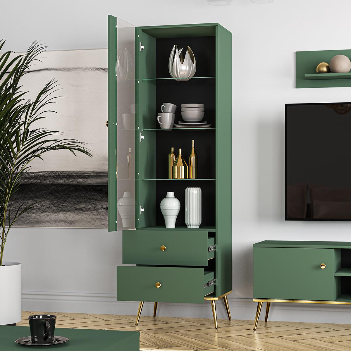 VITRINE Thalia Grün - Grün, Holzwerkstoff (55/190/40cm) - Petits-meubles