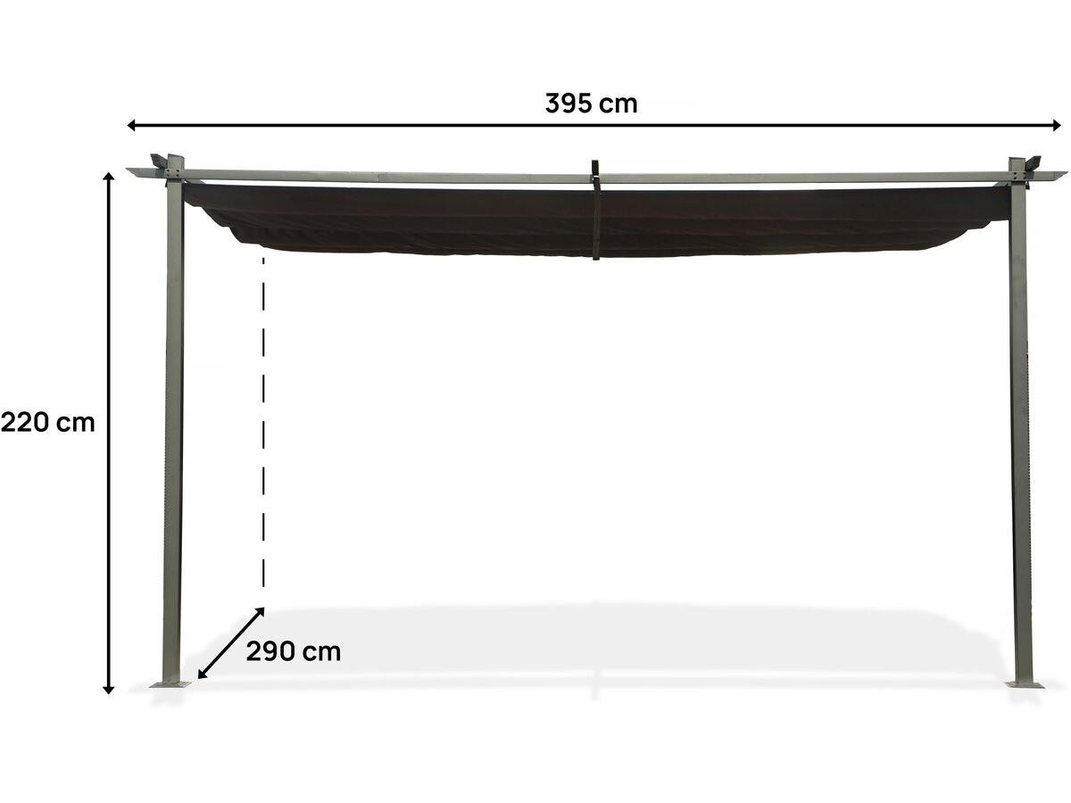 PERGOLA - MARKISE pergola adossée en métal avec toit rétractable - 3 x 4 m - gris anthracite Grau - Grau, Metall (290/231/395cm) - Habitat Garten