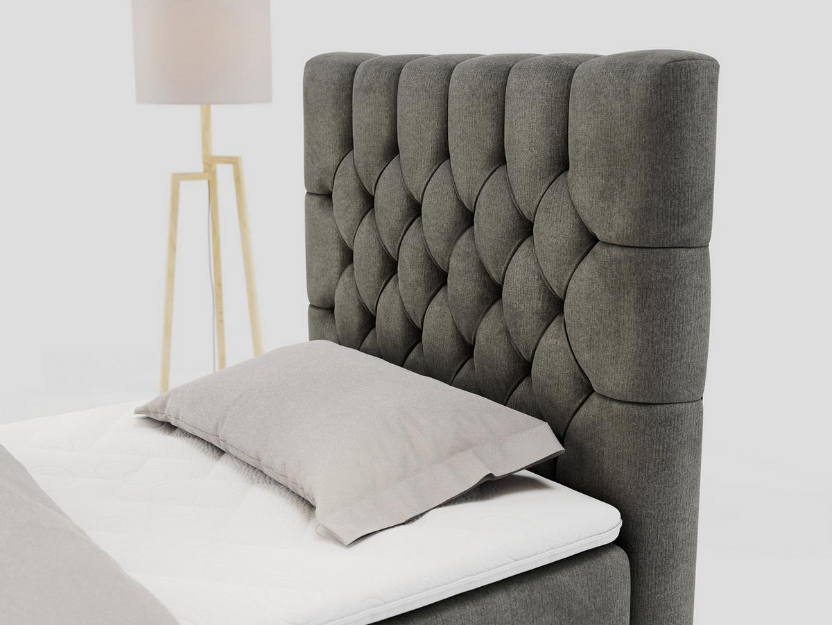BOXBETT PERA 90/200 Dunkelgrau Velvet - H3 - Rechts Seite - Dunkelgrau, Holz/Textil (90/200cm) - MKS