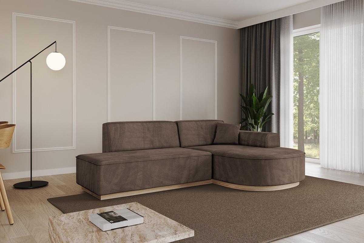 ECKSOFA Ottomane Rechts ARRIO-L1 - 243x171x83 cm Braun - Braun, Holzwerkstoff/Textil (243/171cm) - ALTDECOR