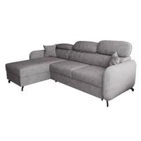 ECKSOFA L Form Ribella 5 Grau 265/180/100 cm Links mit Schlaffunktion - Hellgrau/Schwarz, Textil/Metall (180/265cm) - AX Living