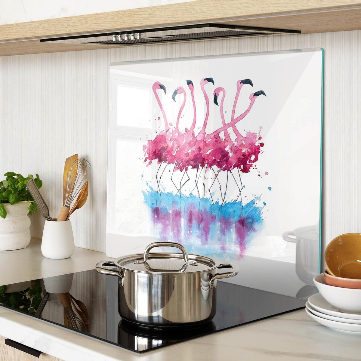 GLASPLATTE 60x52 cm Flamingos - Pink, Glas (60/0.4/52cm) - TULUP