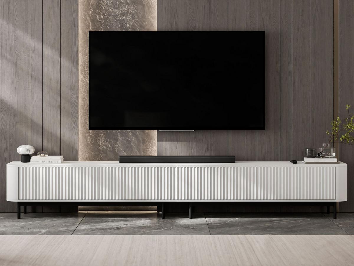 TV-LOWBOARD 2er-Set Aurora Weiß matt 280 cm mit Metallrahmen - Schwarz/Weiß, Holzwerkstoff/Metall (280/44/35cm) - Meble Lindner