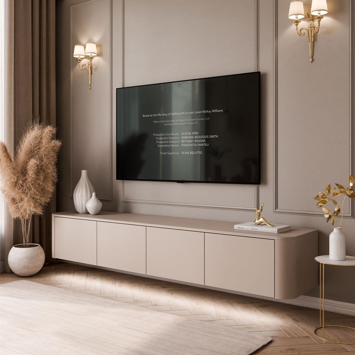 TV-HÄNGESCHRANK CELESTE mit LED-Beleuchtung, Push-to-open System - Kaschmir, Holzwerkstoff (200/33.5/40cm) - Lookway