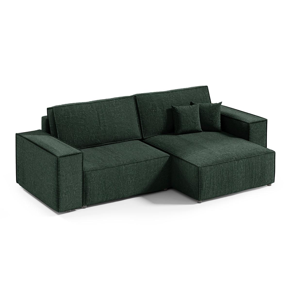 ECKSOFA Isaac 3 Sitzplätze Tannengrün - Grün, Holz (257/148cm) - Petits-meubles