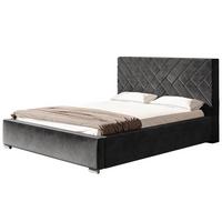 POLSTERBETT Monaco mit Kopfteil, 120x200 cm, Doppelbett mit Bettkasten und Lattenrost aus Holz, Velourstoff Dunkelgrau - Dunkelgrau, Holz/Textil (120/200cm) - Alpi-Möbel