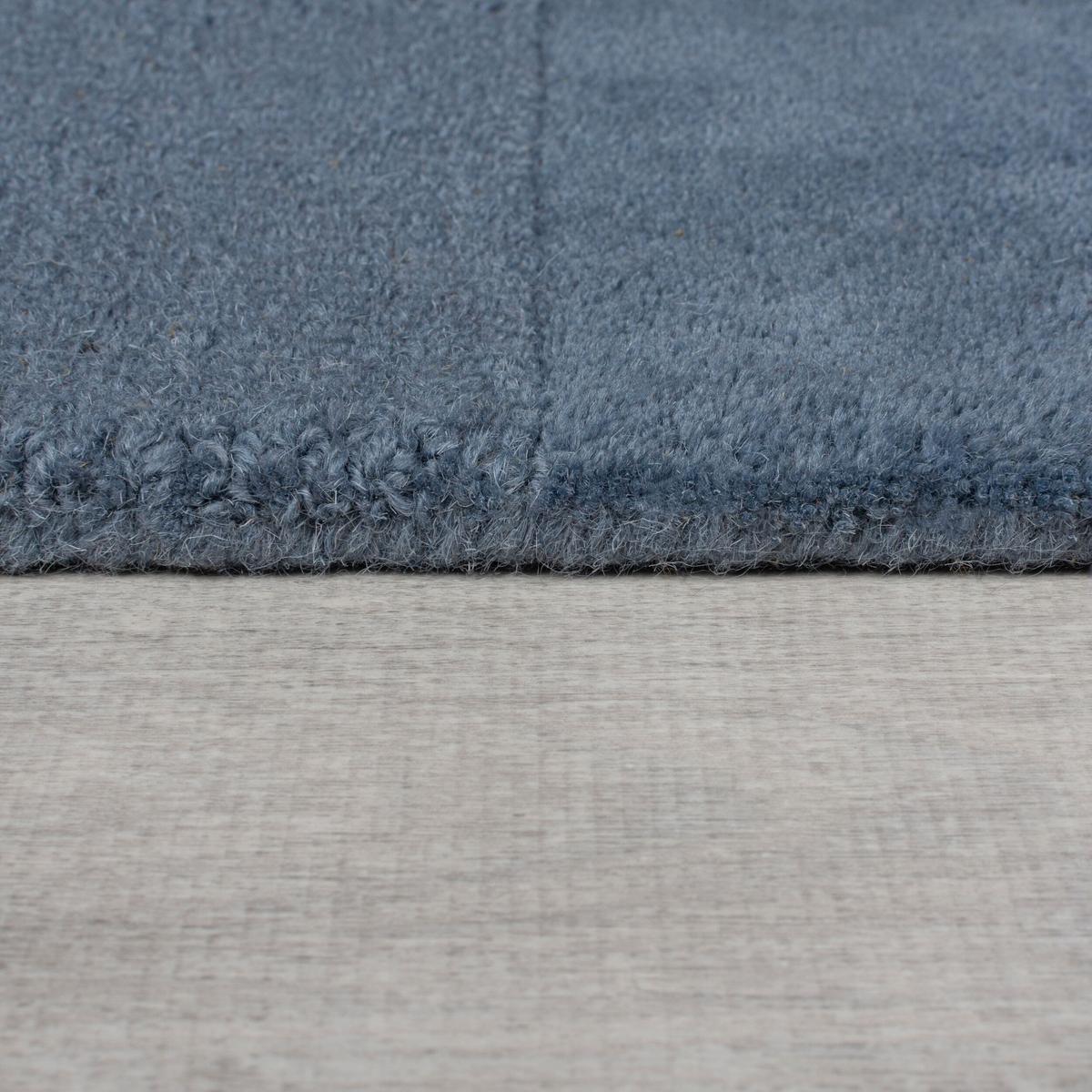 WOLLTEPPICH DEBEN, mit Schachbrettmuster, Blau, 120 x 170 cm - Blau, Textil (170/120cm) - KADIMA DESIGN