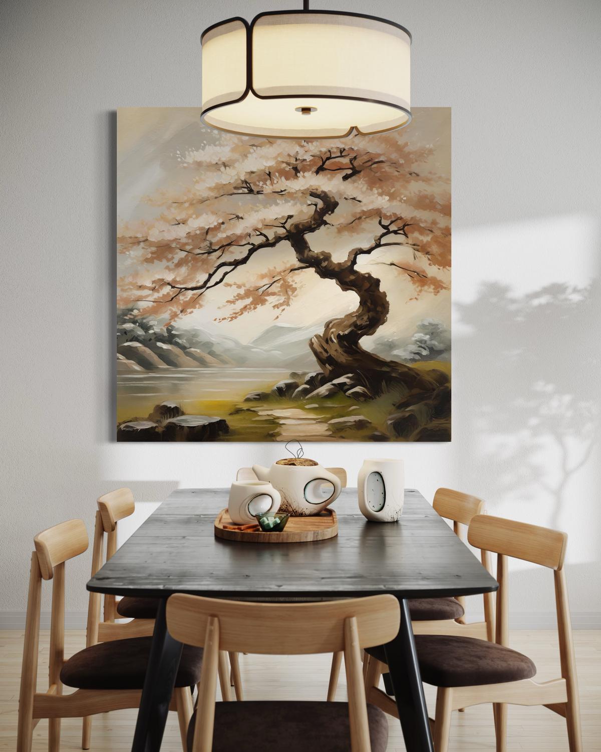 WANDBILD landschaft natur japan - Beige, Textil (40/40cm) - Feeby