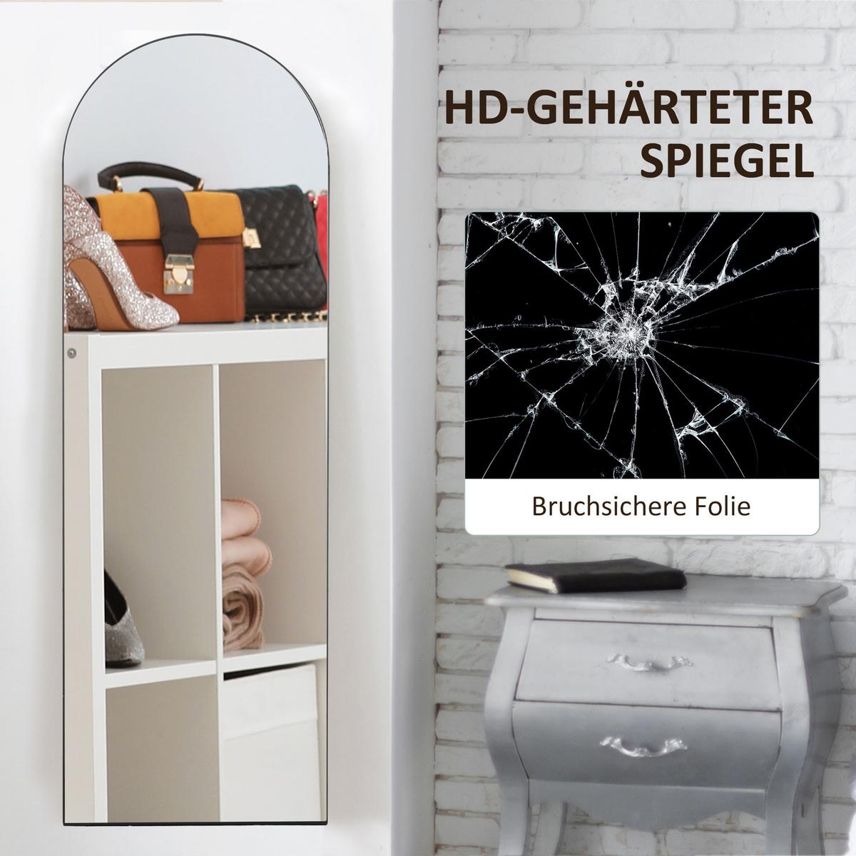 GANZKÖRPERSPIEGEL, ohne Rahmen, freistehend/Wandmontage, 50x150 cm, Schwarz - Schwarz, Holzwerkstoff (3.6/150/50cm) - HOMCOM